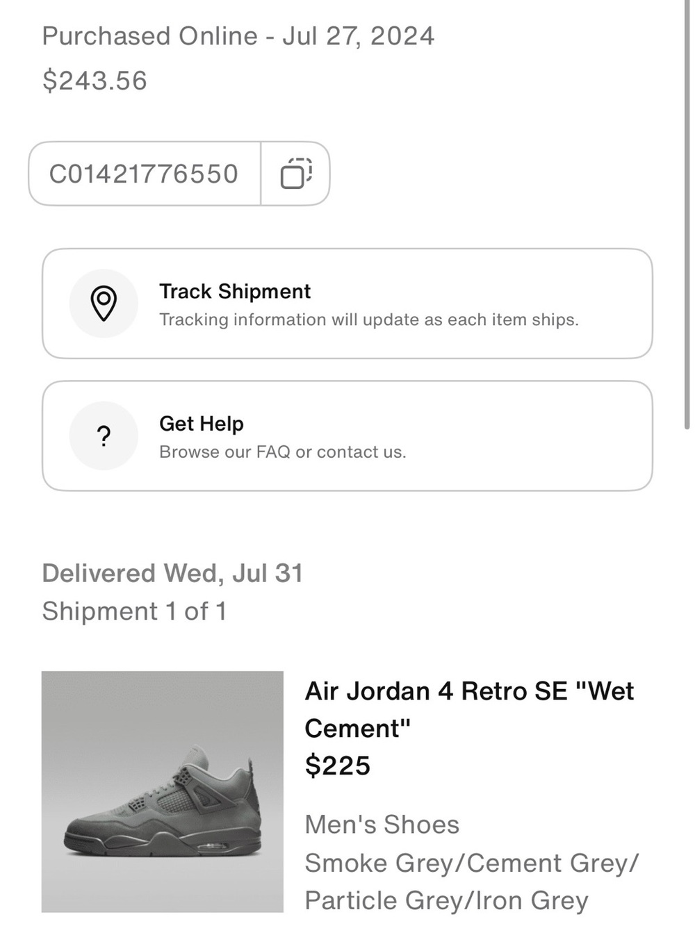 Jordan Retro 4 Men’s Sneakers - Grey Sz 8.5 - Picture 6 of 6
